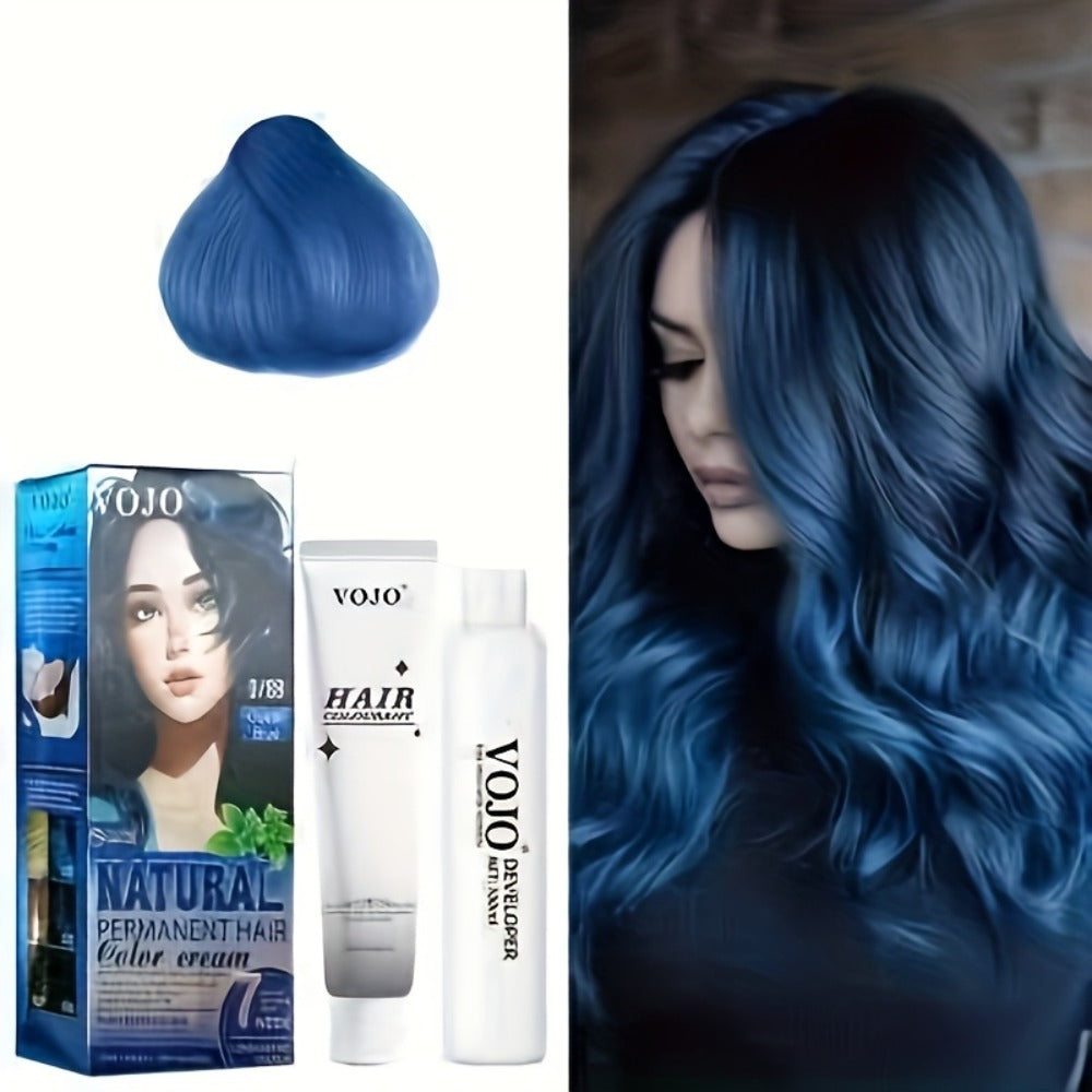 Permanent Hair Dye Kit 12 Vibrant Colors with Developer & Applicator Tools Bleach Blonde Ash Grey Ocean Blue Brown Purple Pink Red Golden Black Long-Lasting DIY At-Home Hair Color Cream Set Women