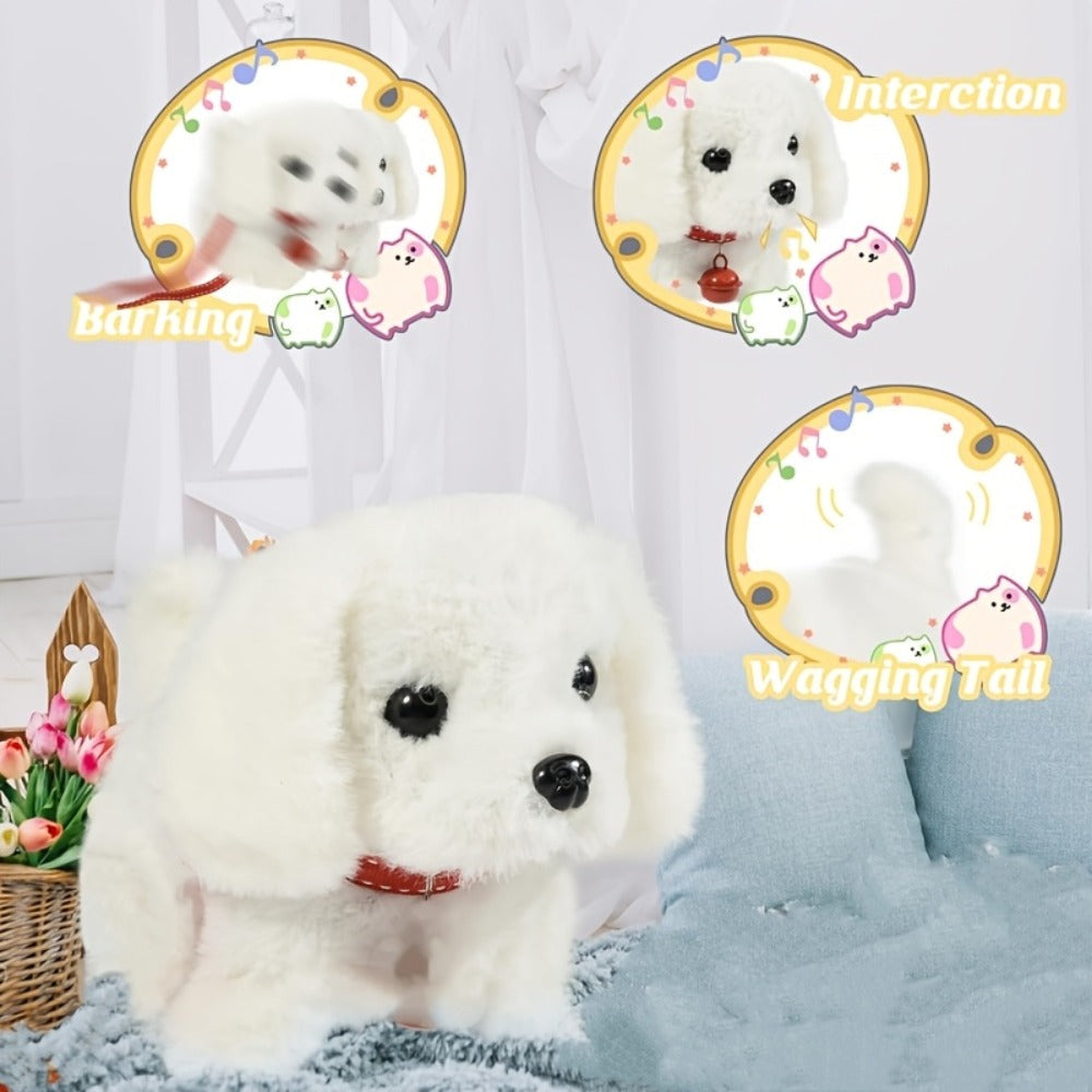 Walking Dog Toy for Kids Soft Furry Interactive Puppy That Walks and Barks with Ribbon Electronic Pet Toy for Boys Girls Toddlers Birthday Christmas Gift Animal Lovers