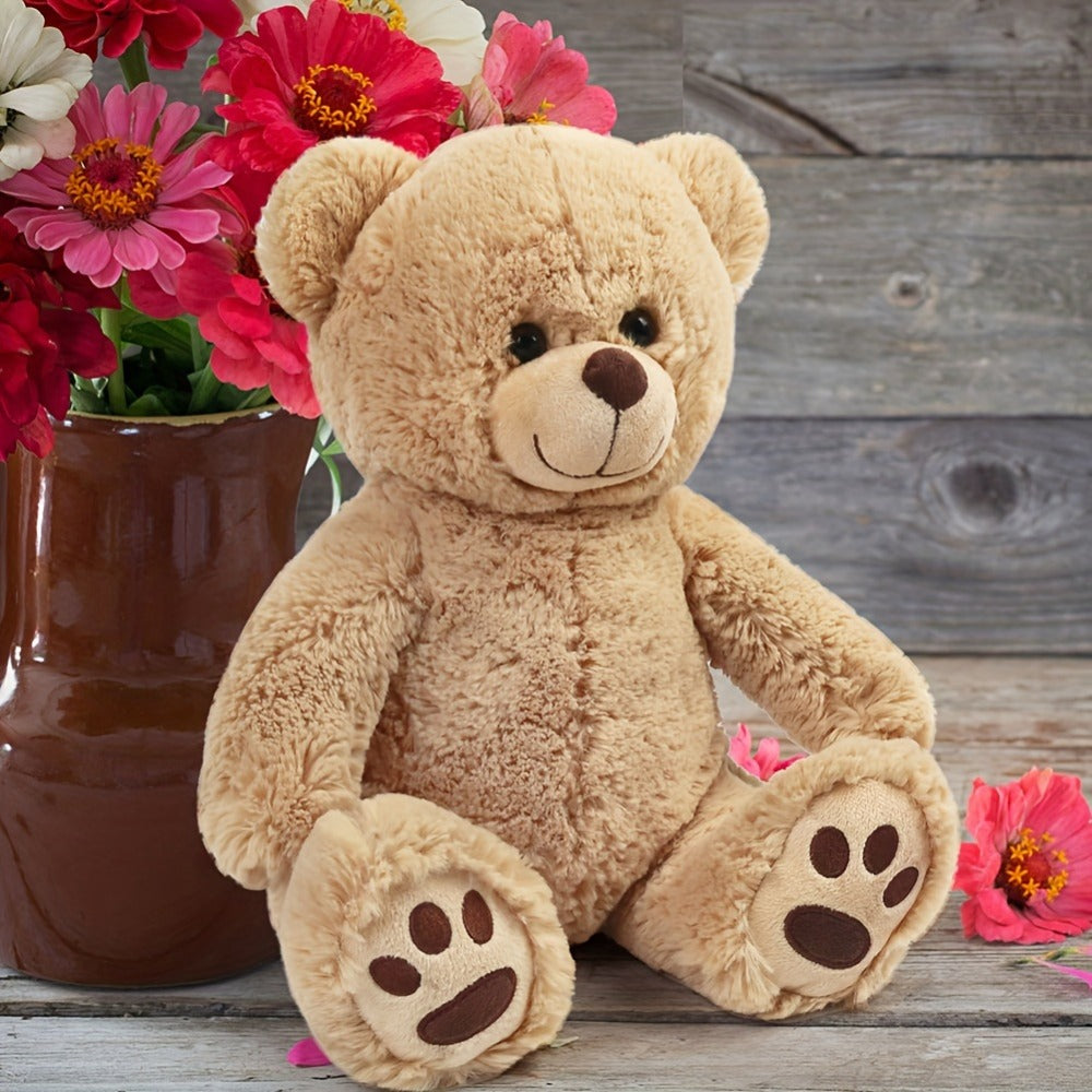 Plush Teddy Bear Stuffed Animal 10 Inch 12 Inch Soft Brown Bear Toy Huggable Cuddly Plushie Safety Eyes Birthday Christmas Easter Gift for Kids Toddlers Boys Girls