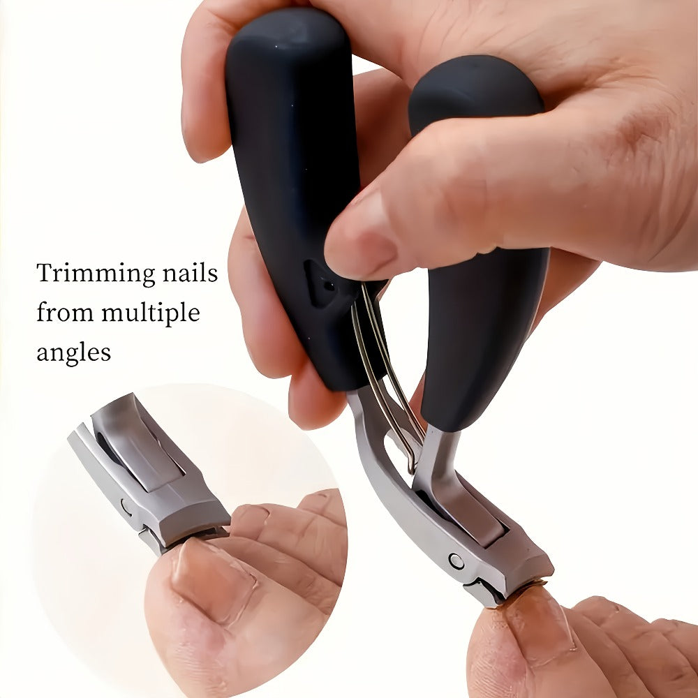 Heavy Duty Toenail Clipper Kit 4 Piece Stainless Steel | Convex Blade Ingrown Toenail Cutter with Nail File Ergonomic Non-Slip Handle | Thick Overgrown Nail Care Set for Men Women Seniors Diabetic Foot Care