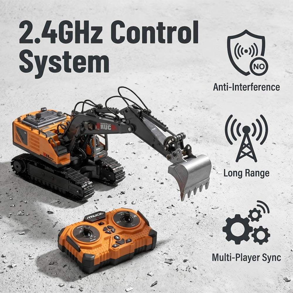 RC Construction Vehicle Set 2/3/4pcs – 2.4GHz 11-Channel Remote Control Excavator Dump Truck Bulldozer Alloy Engineering Toy for Boys Kids Ages 6+, Best Birthday Christmas Gift