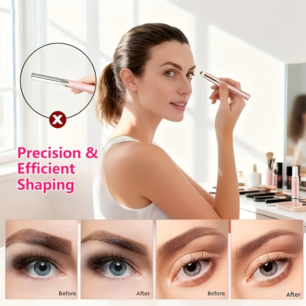 Electric Eyebrow Trimmer for Women 2 Pack, USB Rechargeable Painless Precision Eyebrow Razor Pen, Portable Hair Remover for Face Lip Leg Armpit – Pink White Colorful
