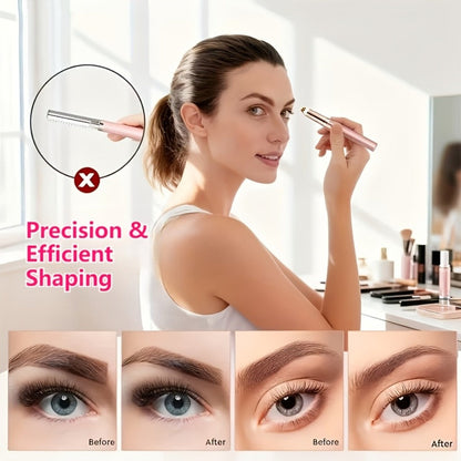 Electric Eyebrow Trimmer for Women 2 Pack, USB Rechargeable Painless Precision Eyebrow Razor Pen, Portable Hair Remover for Face Lip Leg Armpit – Pink White Colorful