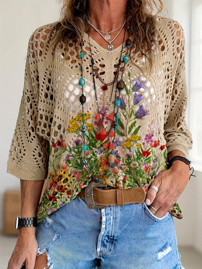 Women's Color 01 Polyester Floral Printed Top - product view 5