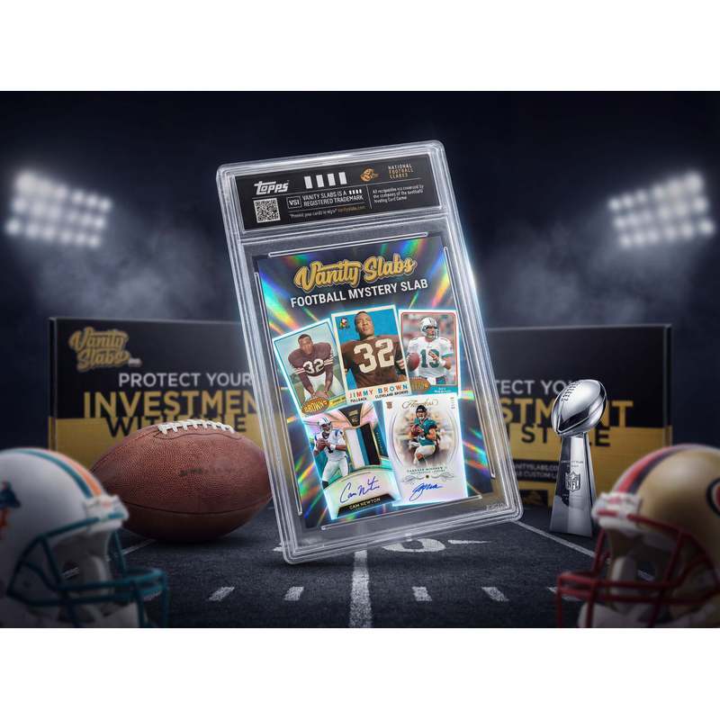 Football Card Vanity Slab Display Case | Random Rookie Star Autograph or Insert Card | Premium Protective Slab Included | Collectible Gift for Football Fans & Collectors