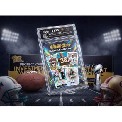 Football Card Vanity Slab Display Case | Random Rookie Star Autograph or Insert Card | Premium Protective Slab Included | Collectible Gift for Football Fans & Collectors