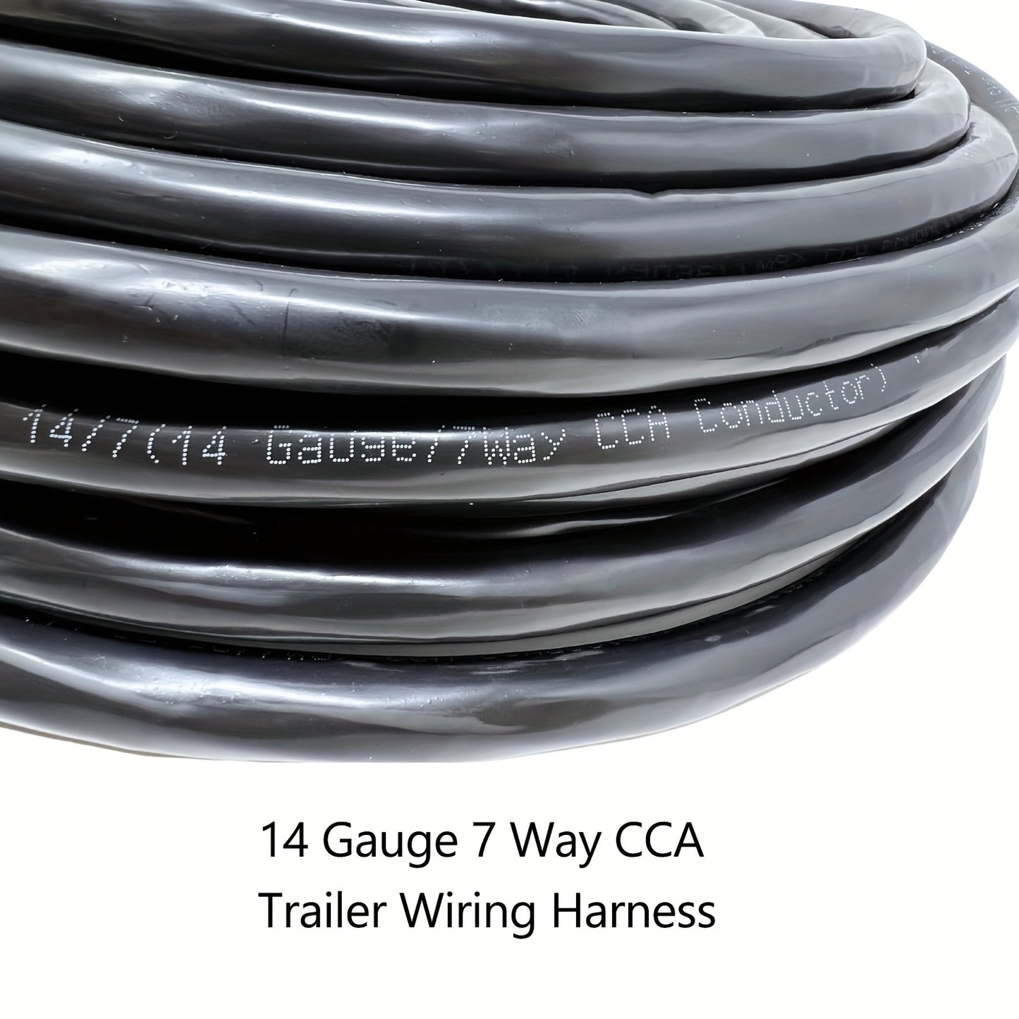 7 Way Trailer Wire, Heavy Duty 14 Gauge 7 Conductor RV Trailer Wiring, CCA Color-Coded Durable Trailer Wiring Extension, Copper Clad Aluminum Conductor Insulated Trailer Cable