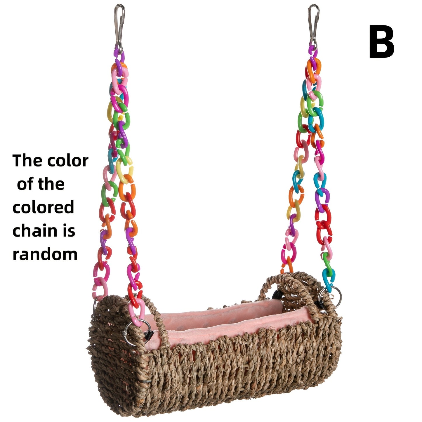 Parrot Nest with Mat Rattan Swing Toy All Season Bird Hammock Hanging Perch for Baby Parrots Cockatiels Conures Budgies Colorful Chain Included