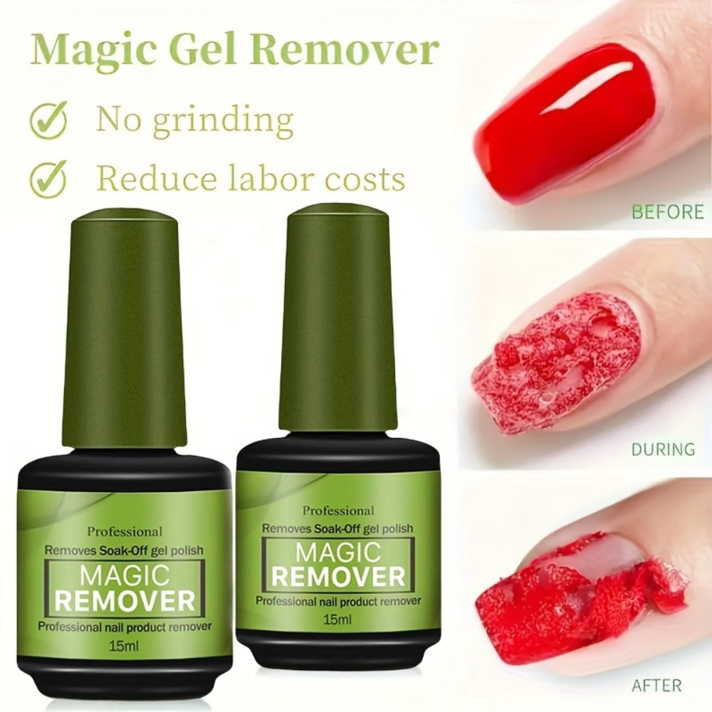 Gel Nail Polish Remover 3pcs Set – Soak Off Gel Nails, Nail Glue & Acrylic Nails in 2-3 Minutes | Fast Gentle Formula for Home DIY & Salon Use | Nail Care Kit for Women & Men