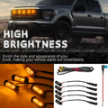 4pcs LED Amber Off-Road Vehicle Lights, LED Grille Lights Set of 4, Amber Accent Lighting Kit for Vehicle Front Grill, 12V Hardwired Automotive Decoration Lights, Universal Fit with LED Source, No Battery Required
