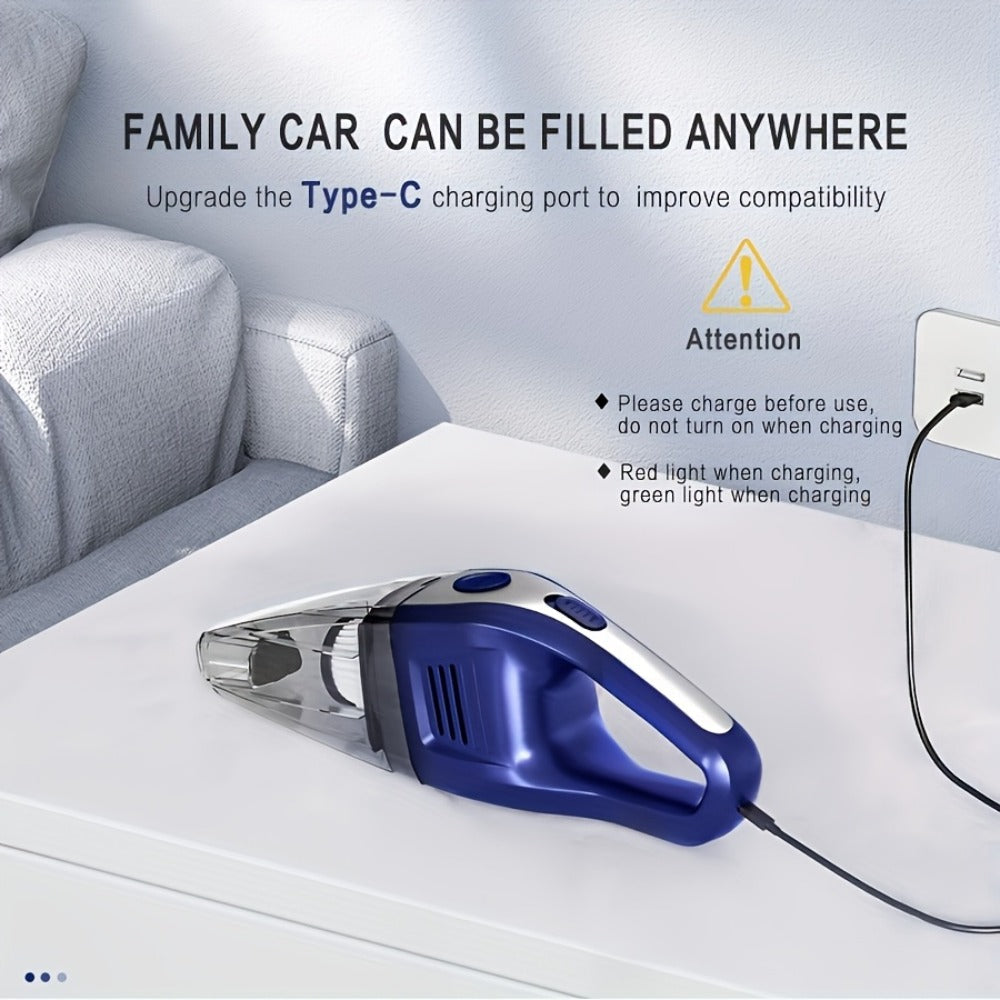 Handheld Cordless Vacuum Cleaner with Powerful Suction – Portable USB Rechargeable Mini Vacuum with Multiple Accessories for Car, Home, Office & Tight Spaces