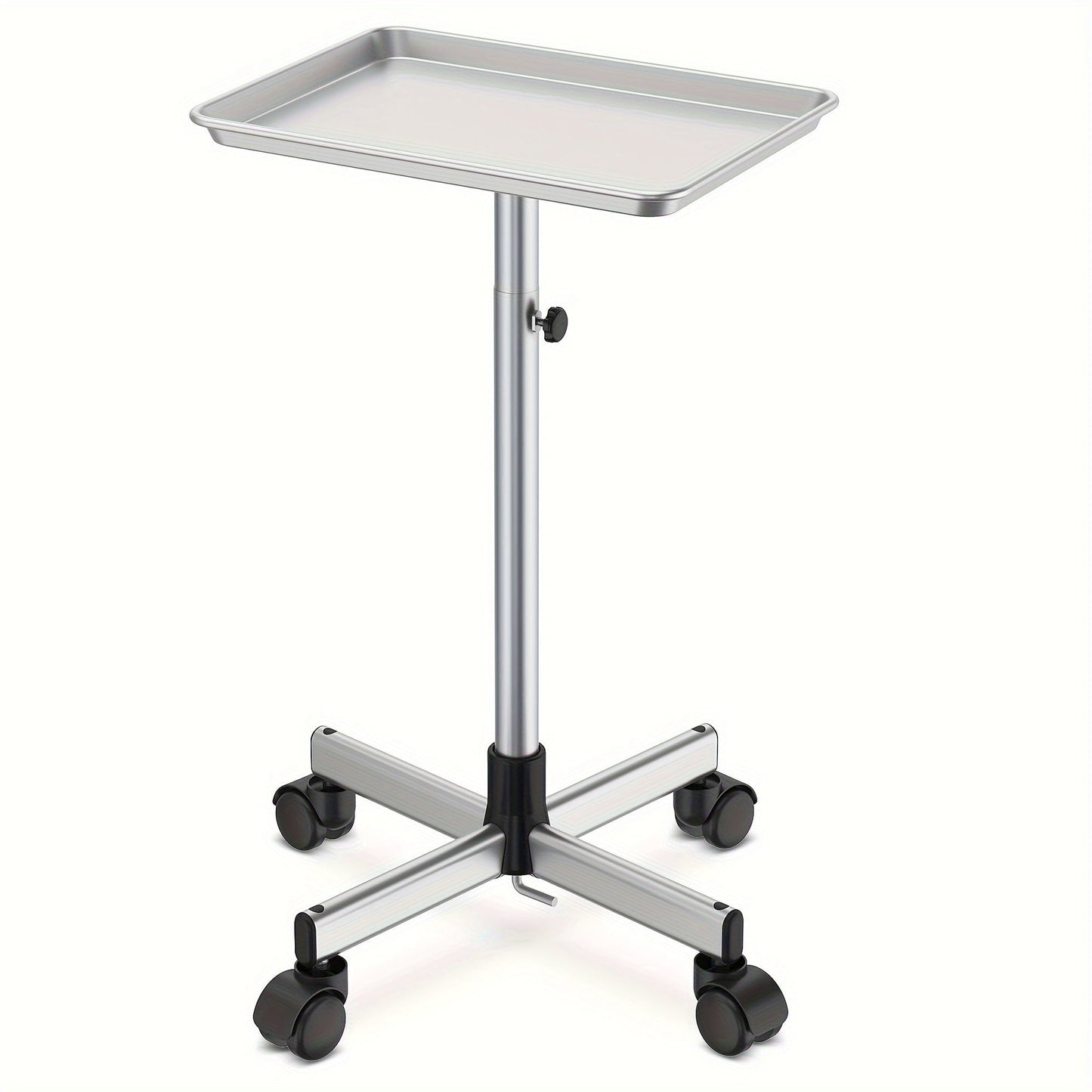 6-Color Premium Aluminum Salon Rolling Tray on Wheels — Adjustable Height Hairdresser Cart, Tattoo Tray, Spa Service Trolley for Nail Tech, Barber & Beauty Studio