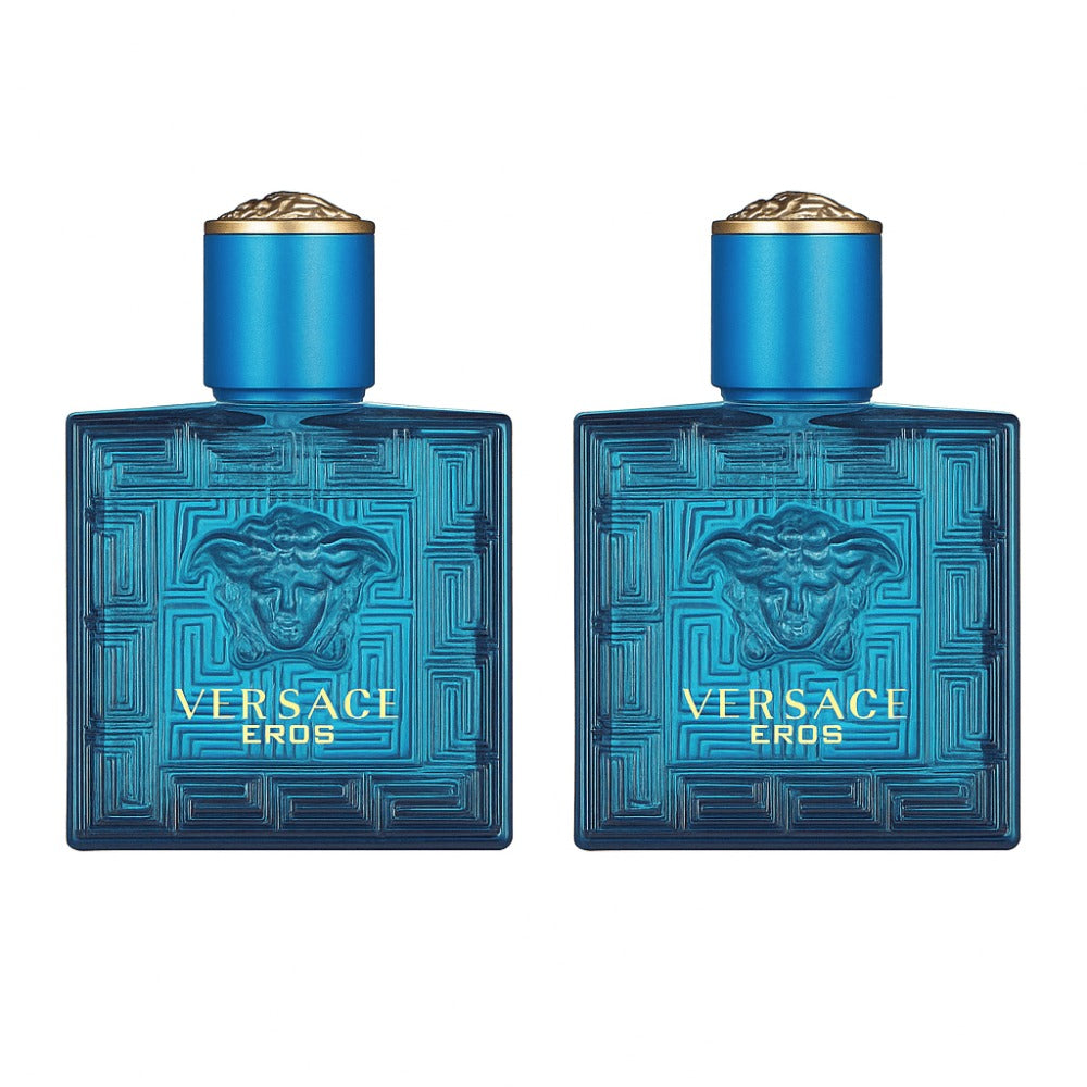 Versace Eros Eau de Toilette Men Travel Mini Pack of 2 x 5ml - Bold Fresh Masculine Fragrance, Mint Apple Cedarwood, TSA Friendly Pocket Cologne Gift Set for Him