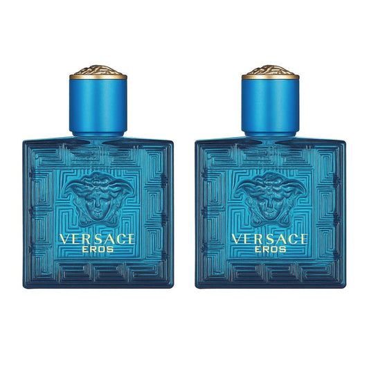 Versace Eros Eau de Toilette Men Travel Mini Pack of 2 x 5ml - Bold Fresh Masculine Fragrance, Mint Apple Cedarwood, TSA Friendly Pocket Cologne Gift Set for Him