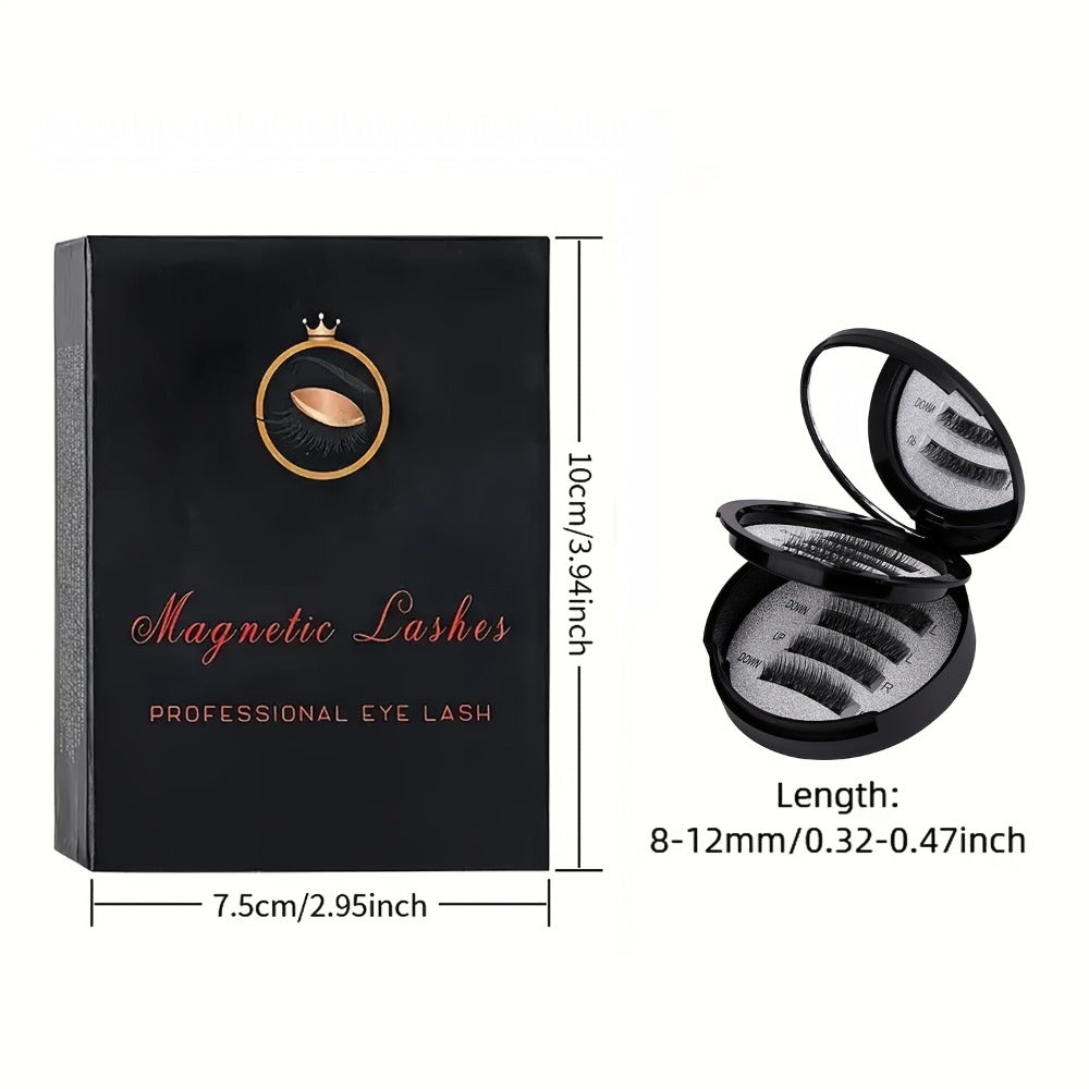 Waterproof 3D Magnetic Lashes 8Pcs Reusable Double Strip False Eyelashes Set with Clips & Glue – Natural Look for Women, Daily Wear, Parties & Special Occasions