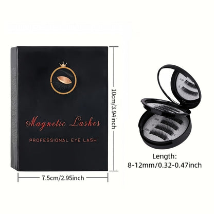 Waterproof 3D Magnetic Lashes 8Pcs Reusable Double Strip False Eyelashes Set with Clips & Glue – Natural Look for Women, Daily Wear, Parties & Special Occasions