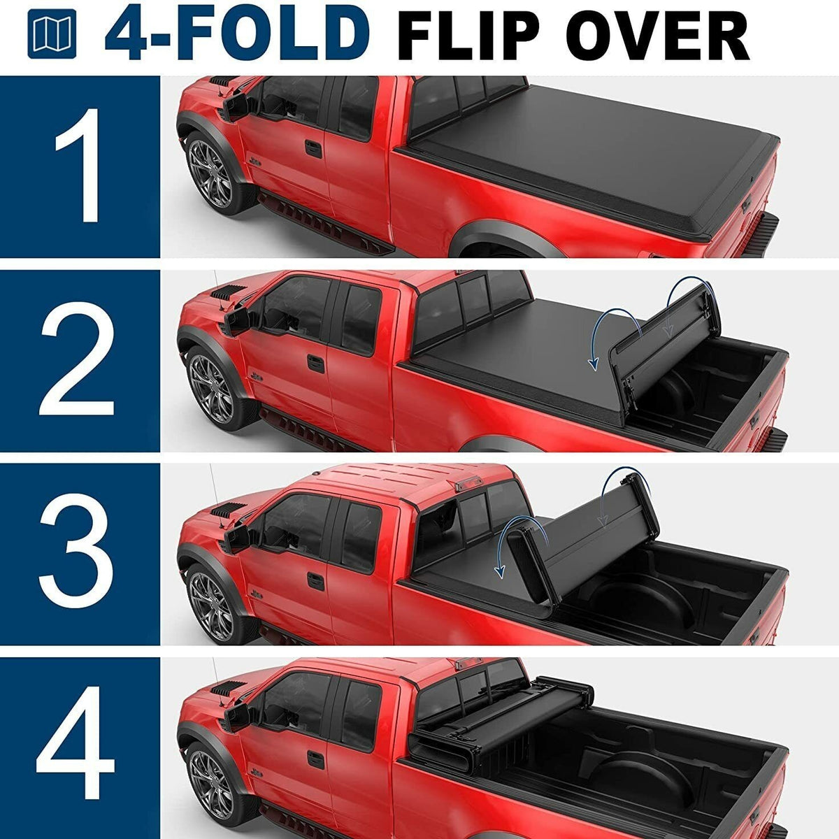 6.4FT/6.5FT 4 Fold Soft Bed Tonneau Cover For Ram 1500 2002-2026 For Ram 2500/3500 2003-2026