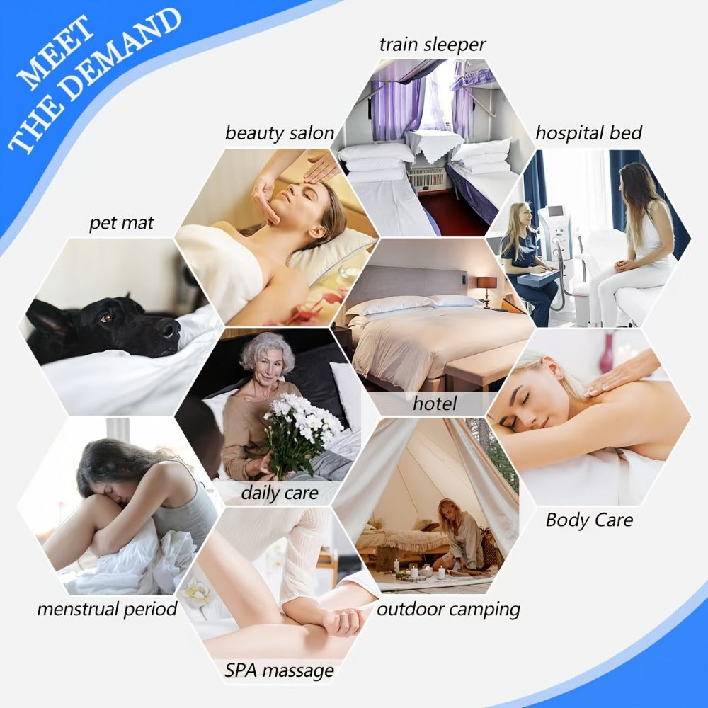 Disposable Massage Table Sheets 100-Pack Non-Woven Spa Bed Cover – Stain-Resistant Single-Use Table Liner for Massage Therapists, Estheticians, Tattoo Artists & Salons, White or Pink