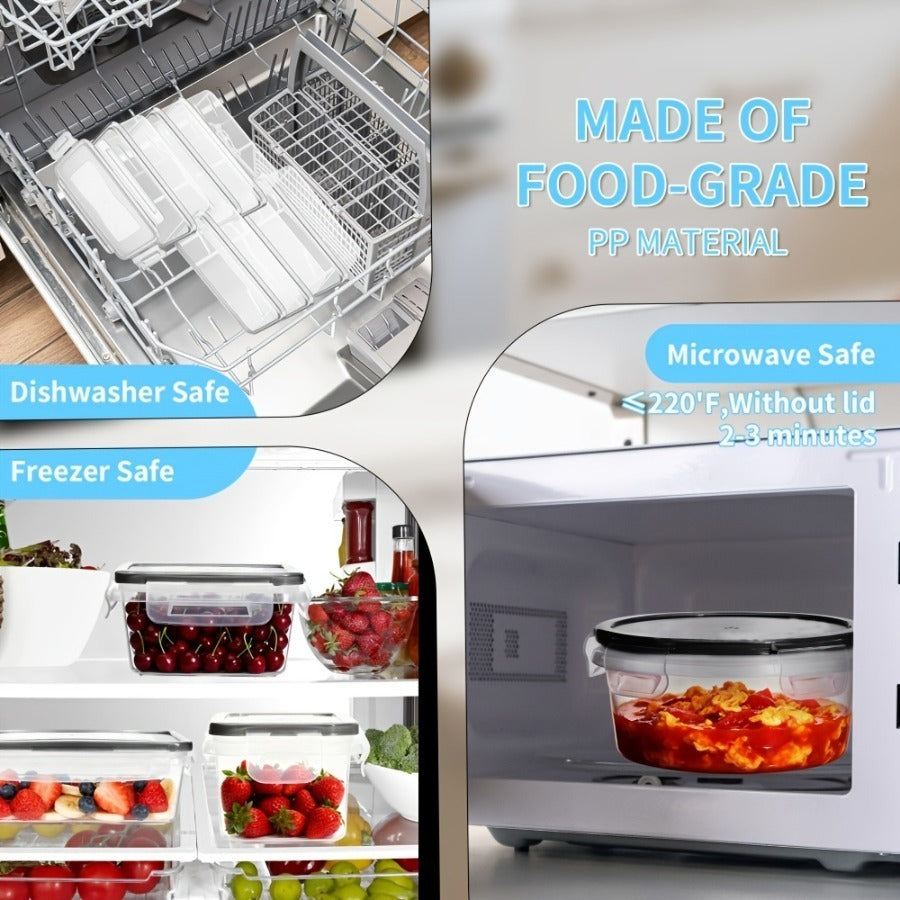 Sealed Food Storage Containers with Lids - Microwave Safe Outdoor Picnic Lunch Box Set for Salads, Fruits, Vegetables & Sandwiches, Durable Leak-Proof Meal Prep Containers, Available in 24/40/48pc Sets