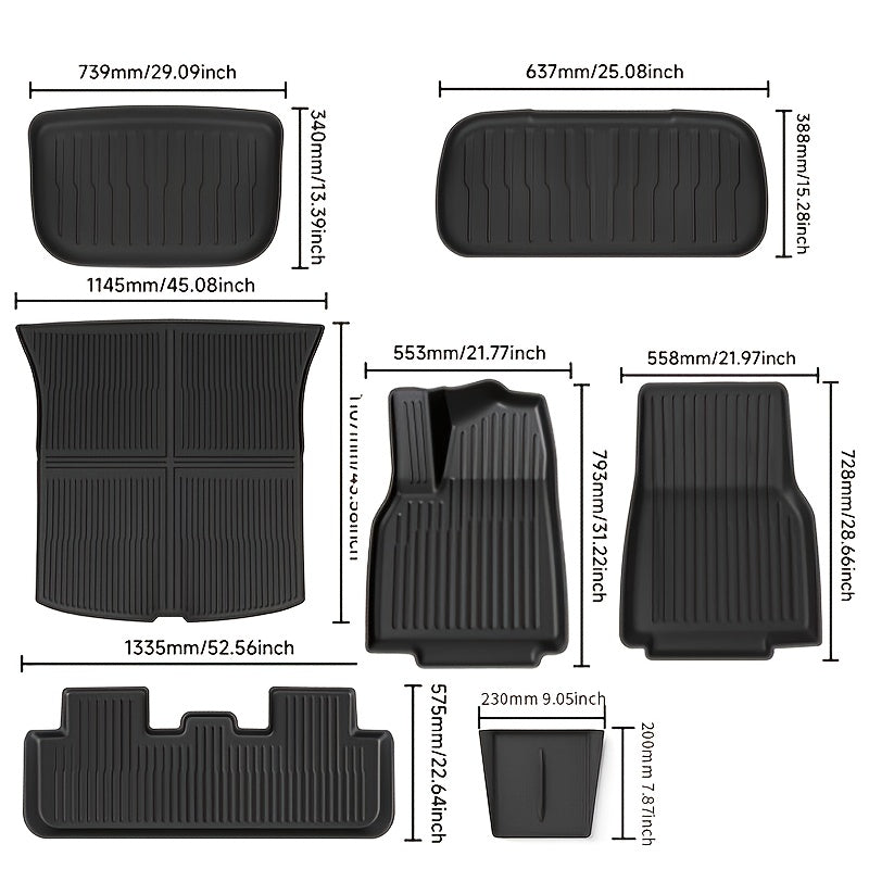 FRUKA New for Model Y Juniper Floor Mats 2025 2026 | All-Weather Car Full Set | Front Rear Floor Liner Cargo Liners Trunk for Tesla for Model Y | TPE Interior Accessories 5 Seater(Not for Standard)