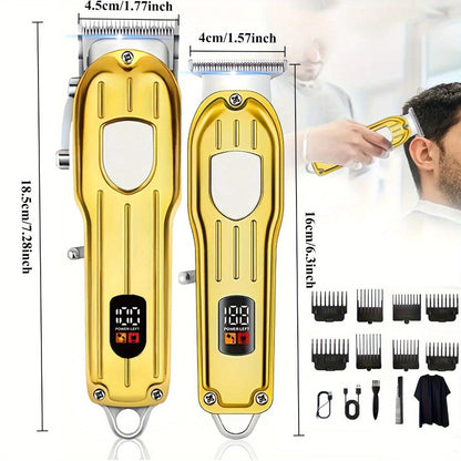 T-Blade Trimmer Set 2 or 3 Piece - USB Rechargeable Hair Clipper Beard Trimmer & Sideburns Shaver, Odorless Portable Barber Kit with Limiting Comb & Cutting Brush for Home Use, Gift for Men