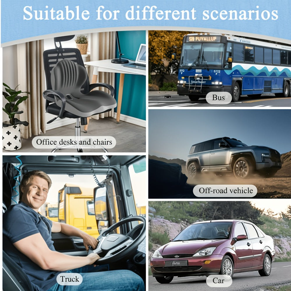 Memory Foam Seat Cushion Ergonomic with Back Support & Breathable Hollow Design – Comfortable Chair Pad for Office, Car Seat & Long Sitting, Unisex Gift