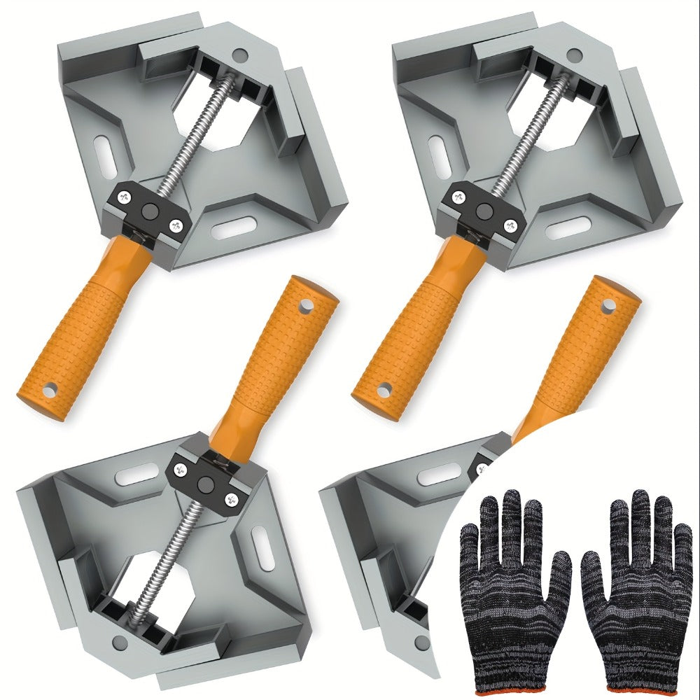 Right Angle Woodworking Clamp Set 2 & 4-Piece – Adjustable Aluminum Alloy Swing Jaw, 90-Degree Corner Clamps for Welding, Furniture Assembly, Framing & DIY Woodworking Projects