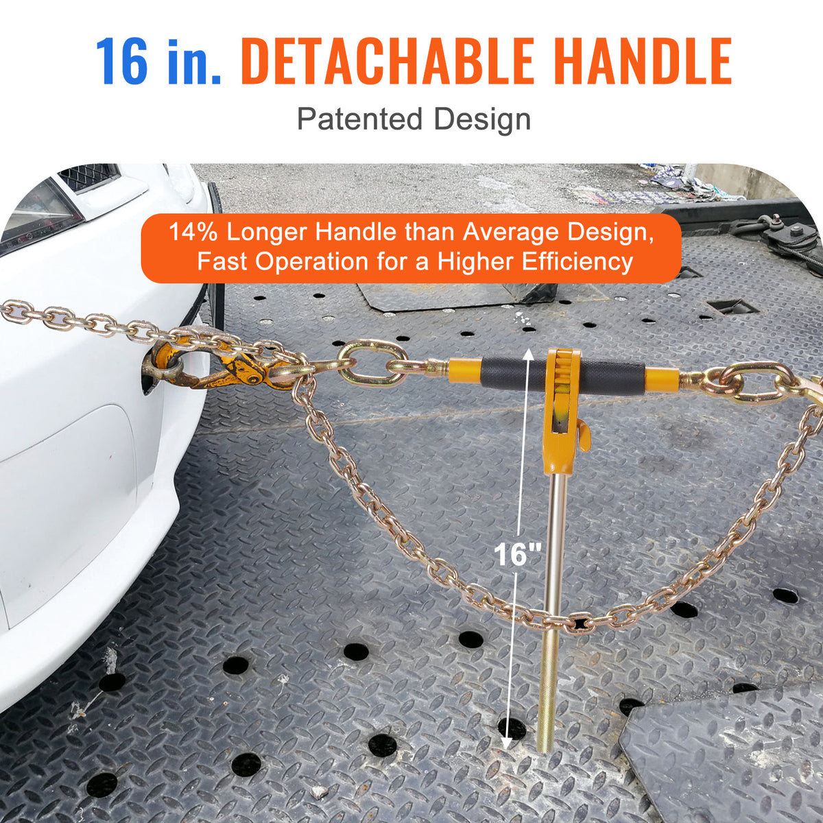 VEVOR Ratchet Chain Binder, 5/16"-3/8" Heavy Duty Load Binders, with G80 Hooks 7,100 lbs Secure Load Limit, Labor-saving Anti-skid Handle, Tie Down Hauling Chain Binders for Flatbed Truck Trailer, 4 P