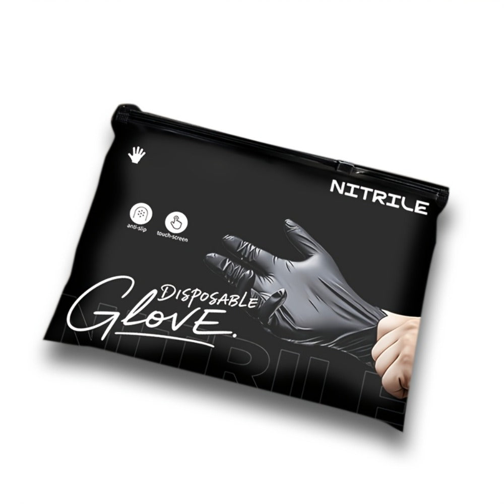 Disposable Nitrile Gloves Black – Powder Free, Latex Free Protective Gloves for Household Cleaning, Pet Bathing, Tattoo, Hair Coloring & Professional Use (S/M/L/XL)