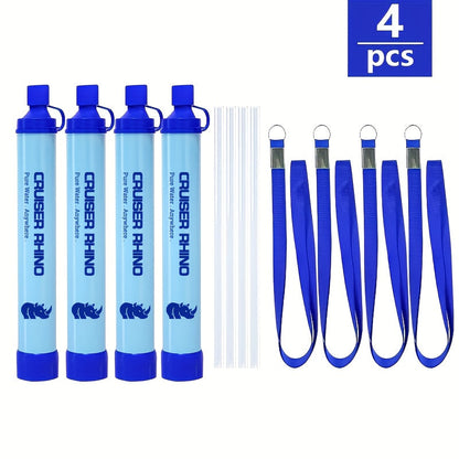Survival Water Filter Kit | Emergency Camping Water Purifier with Silicone Hose, Lanyard & Instruction Manual – 3, 4 or 6 Pack