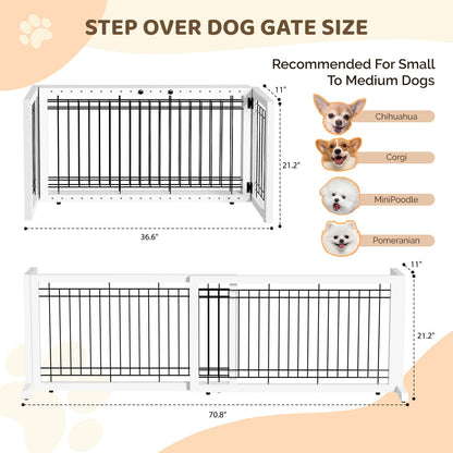 Freestanding Pet Gate for Dogs & Cats - Solid Wood Dog Gate for House, Adjustable 40" to 71" Wide, Indoor Dog Fence for Doorways Stairs Hallways, No-Drill Extra Wide Baby Gate