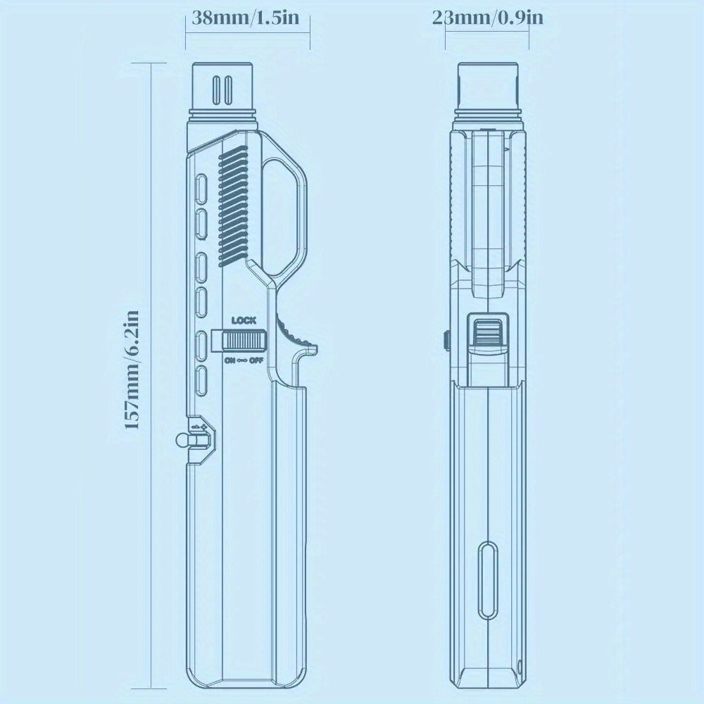 1300° Outdoor Windproof Torch Lighter Blue Flame with Safety Lock & Non-Slip Grip - Refillable for Candles, BBQ, Fireplace & Camping | 2 Colors | Butane Not Included