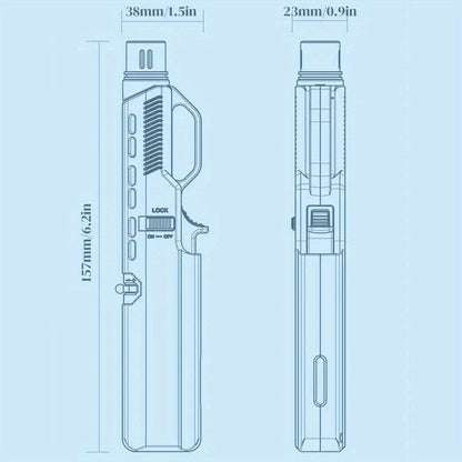 1300° Outdoor Windproof Torch Lighter Blue Flame with Safety Lock & Non-Slip Grip - Refillable for Candles, BBQ, Fireplace & Camping | 2 Colors | Butane Not Included