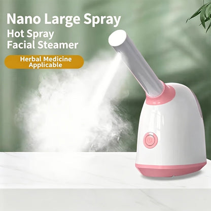 Facial Steamer Nano Ion Mist - Deep Pore Cleansing Home Spa Face Steamer with 360° Rotatable Arm, Blackhead Remover, Portable & Salon-Grade Skin Hydration Beauty Tool