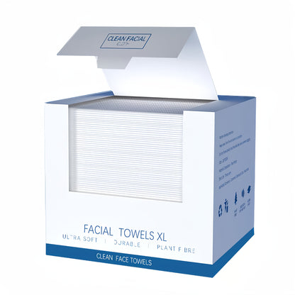 Disposable Facial Towels Extra Large Thick Dry Wet Cleansing Cotton Towel 40 Sheets Per Box 10.24x11.81 Inch Soft Skin-Friendly Face Wash Towel for Daily Skincare Makeup Removal
