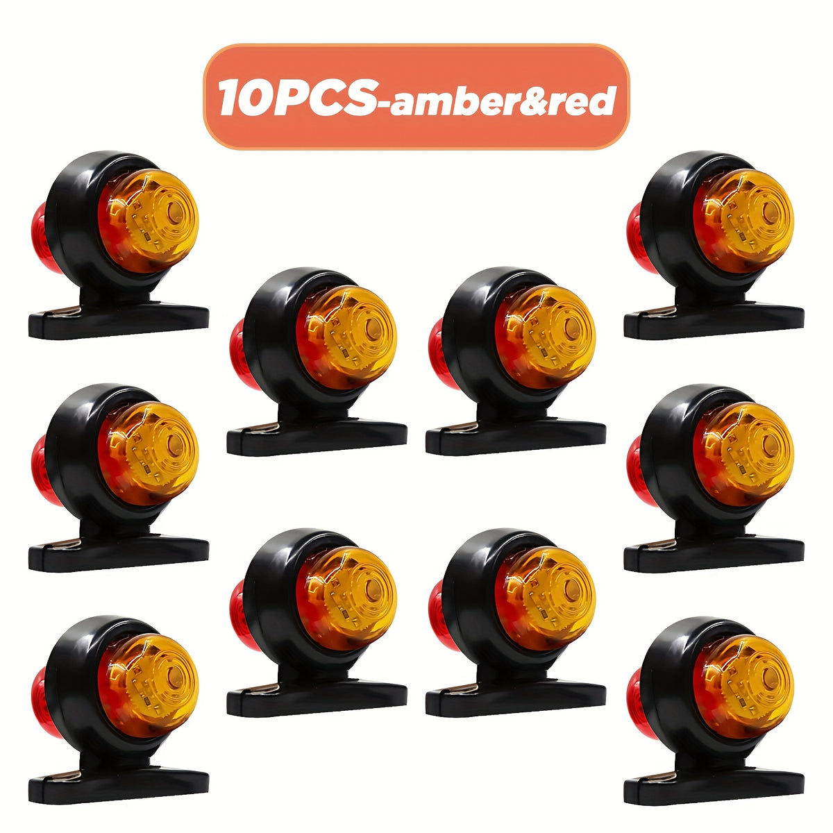 10pcs 12-24V Double-Sided Car Truck Side Indicator Lamps Red Amber Blinker Signal Indicator Lamp for Trailer Lorry Caravan