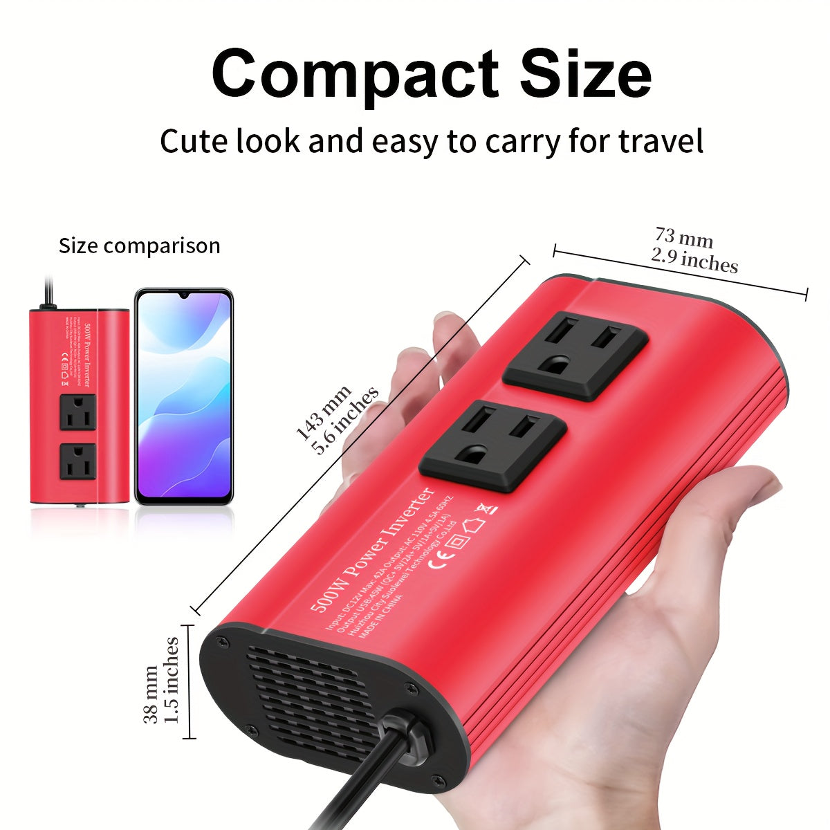 Halloween Christmas Gift, Car Power Inverter Charger Converter 500W (Peak) Power 12V Car Power Inverter, 4 USB Ports, Smart Fast Charging, Power Converter - Car Plug, Mobile Phone, US Socket