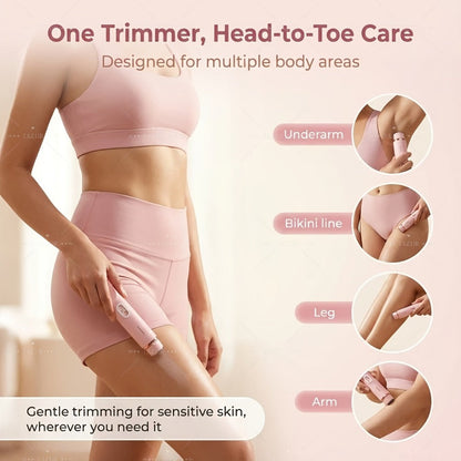 Electric Shaver & Bikini Trimmer for Women Dual Head USB Rechargeable – Multipurpose Face Body Hair Removal for Arms Legs Underarm, Portable Cordless Razor Pink Gift Set