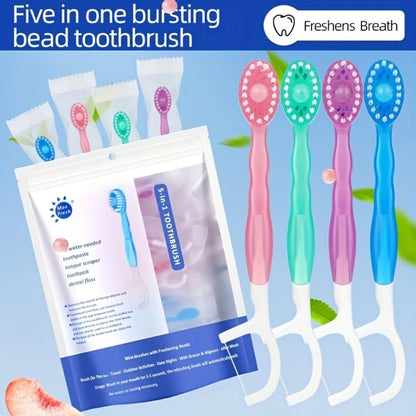 Disposable Toothbrush 24-Pack – Mini Beads No-Rinse Travel Toothbrush, Mixed Flavors, Portable Oral Care Kit for Outdoor Travel, Camping, Hotels, Dating & Parties, Fresh Breath On the Go (2 Bags × 12pcs)