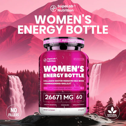 Sea Moss & Ashwagandha Women's Energy Supplement 20-in-1 with Shilajit - Hormonal Balance, Focus, Sleep & Daily Vitality Capsules for Women - Energize by Day, Restore by Night Formula