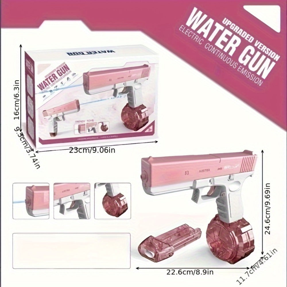 Dual Magazine Automatic Water Gun for Kids & Adults – High-Capacity Long-Range 30ft Squirt Blaster Ergonomic Grip, Blue & Pink, Pool Beach Backyard Summer Outdoor Fun