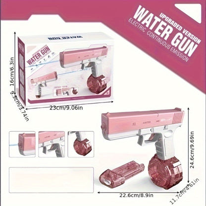 Dual Magazine Automatic Water Gun for Kids & Adults – High-Capacity Long-Range 30ft Squirt Blaster Ergonomic Grip, Blue & Pink, Pool Beach Backyard Summer Outdoor Fun