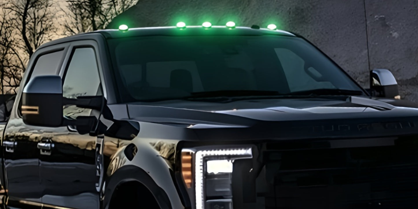 Solar Powered Cab Roof Lights for Trucks – 5pcs Wireless LED Clearance Lights with Motion & Vibration Sensor, No-Drill Install, Universal Fit for Car & Truck