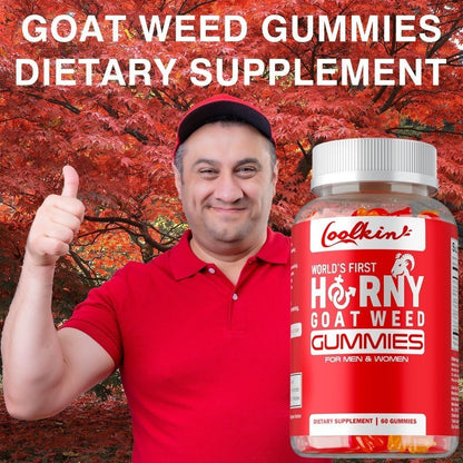 Horny Goat Weed Gummies with Maca Root Tongkat Ali Tribulus & L-Arginine – Men's Vitality & Energy Support Chewable Supplement, 60 Gummies, Natural Male Wellness Formula