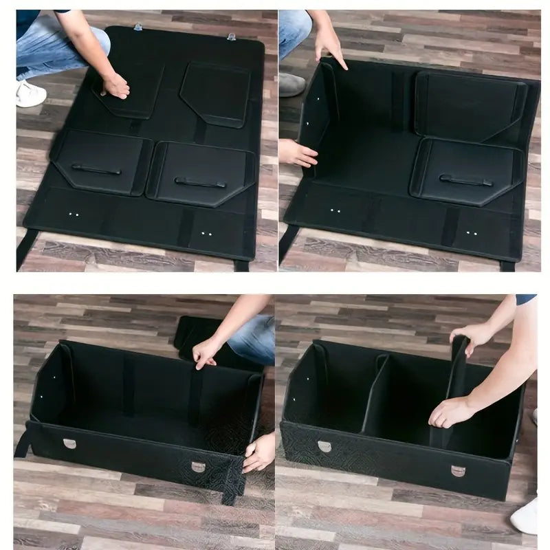 1pc Car Trunk Organizer with Lid, Collapsible Car Trunk Storage Organizer, Multi-Compartment Car Organizer for Auto, SUV, Truck, Minivan