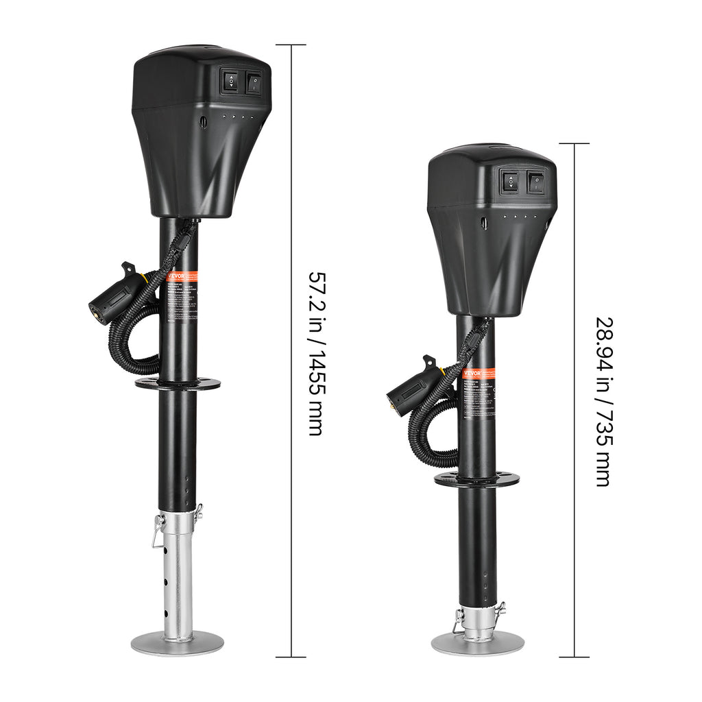 VEVOR Electric Trailer Jack 5000 lbs Power Tongue Jack for RV Trailer & Camper Black With a 7-pin Trailer Connector