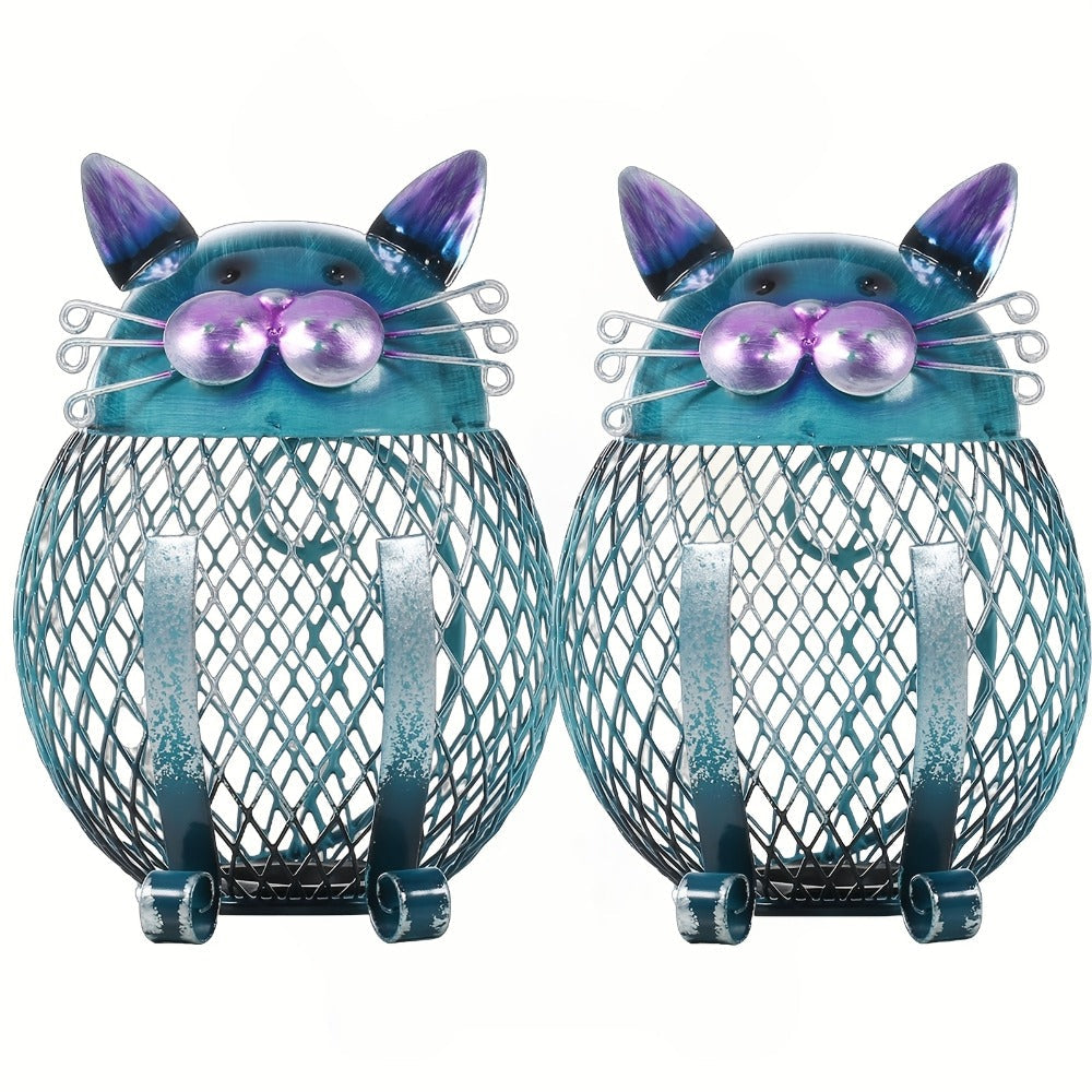 Ceramic Cat Piggy Bank with Removable Bottom Lid - Cute Kitten Coin Bank Figurine for Kids & Adults, Cat Lover Gift, Home Decor for Shelf & Office, Birthday Christmas Halloween Present