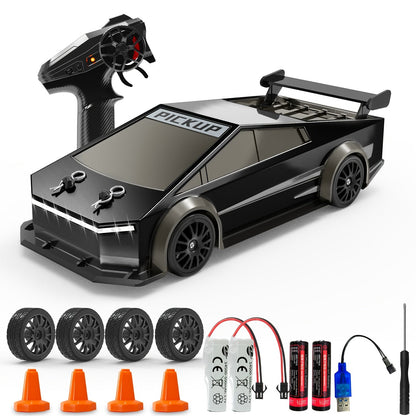 1:24 Scale RC Car 4WD High-Speed Drift Car with LED Lights 2.4GHz All-Terrain Remote Control Car for Boys – Christmas Birthday Halloween Gift (Silvery Grey / Black)