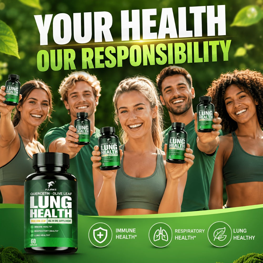 Lung Health Supplement Capsules with Mullein Leaf & Olive Leaf Extract for Respiratory Support, Immune Health, Airway Comfort, Day & Night Use, 60 Capsules