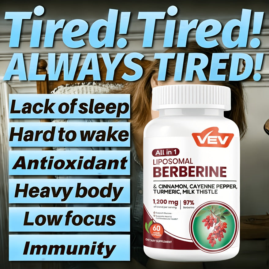 Berberine Supplement with Ceylon Cinnamon, Cayenne Pepper, Turmeric & Milk Thistle – Blood Sugar, Metabolic & Liver Health Support Formula | Daily Multi-Herb Capsules for Adults